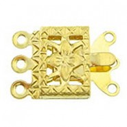 Metal Box clasp ± 20x10mm 3-strands Gold